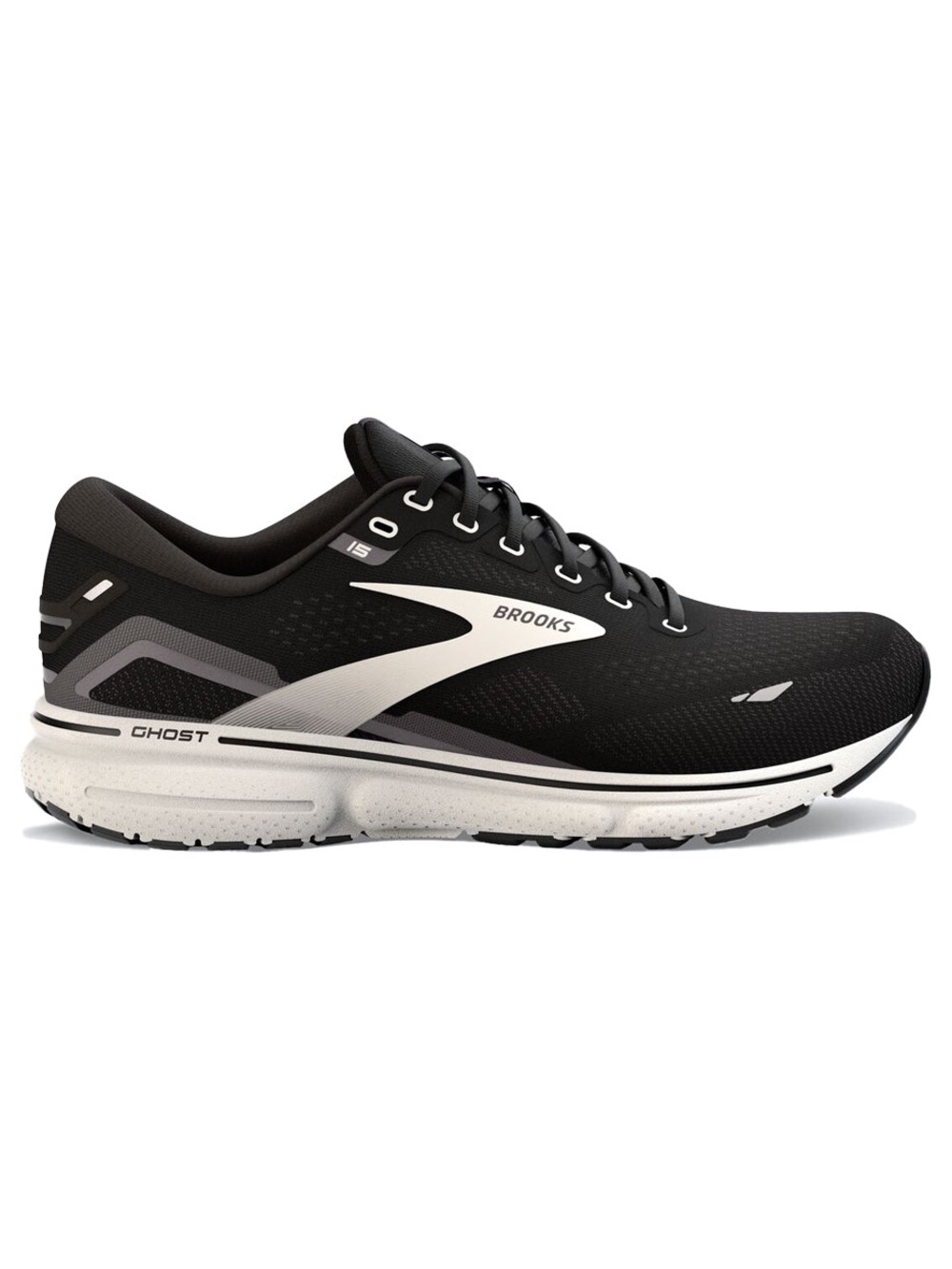 Brooks Women's Ghost 15 Running Shoe - Black/White (Blackened Pearl)